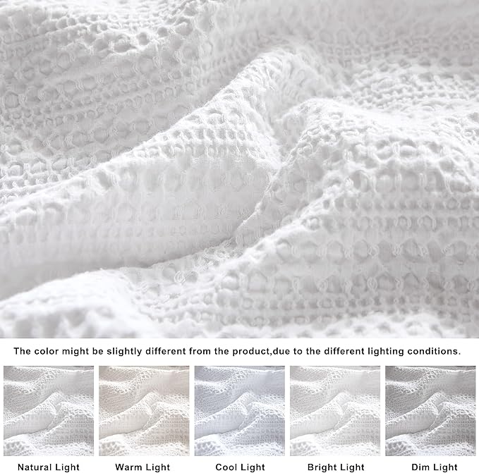 WDCOZY 100% Cotton Luxury Honeycomb Duvet Cover Set King Size - Image 4