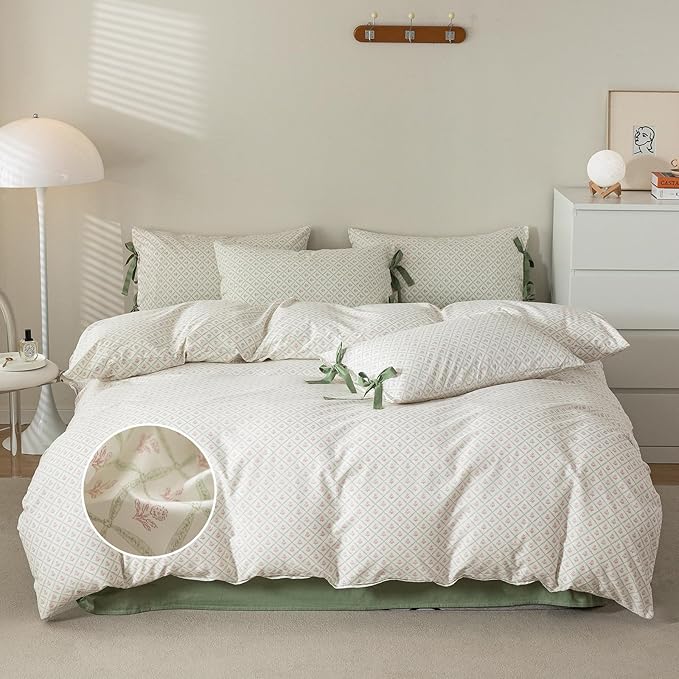 mixinni Red Floral Duvet Cover Set King Size - Image 2