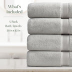 Springtree Home Luxury Bamboo Rayon Bath Towel Set of 4 | 35% Bamboo Rayon - Image 2