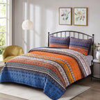 WONGS BEDDING Boho Fall Queen Quilt Set, Lightweight Microfiber Bed Decor - Image 2