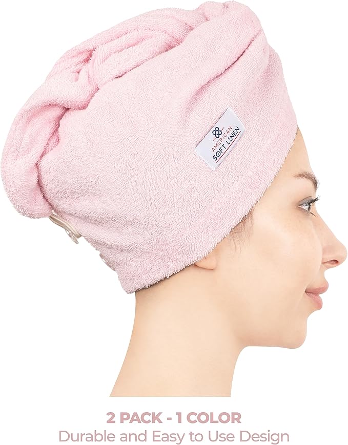 American Soft Linen 100% Cotton Hair Towels - Image 2