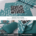 Dintszyayue Boho Quilt Set King 3 Pieces Teal Aztec Texture Bedspread Coverlet - Image 3