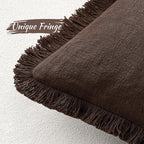 MIULEE Decorative Throw Pillow Covers Neutral Linen Fringe Throw Pillows Euro - Image 4