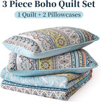 WONGS BEDDING Boho Queen Quilt Set, Lightweight Bed Decor Bedspread - Image 6