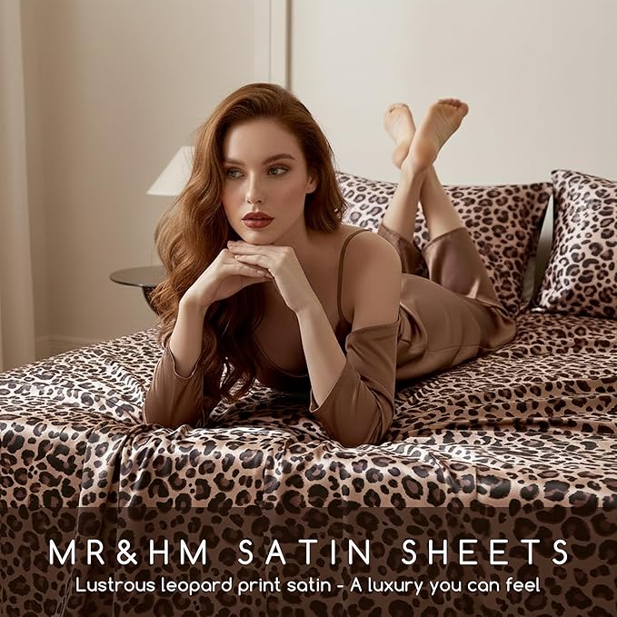 MR&HM Satin Bed Sheets, Twin XL Size Sheets Set - Image 5
