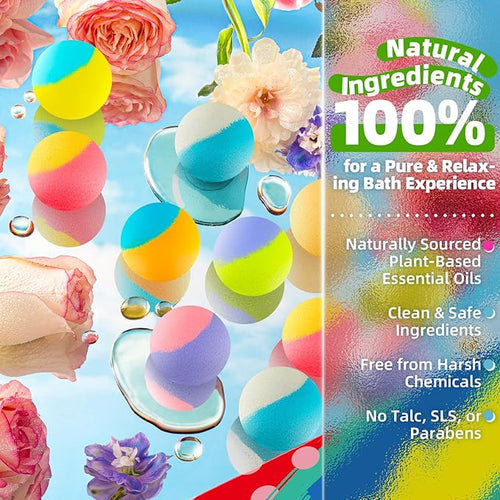 64 Pack Natural Bath Bombs Bulk Set – 8 Scents, Organic Ingredients, - Image 2
