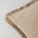MIULEE Decorative Throw Pillow Covers Neutral Linen Fringe Throw Pillows Euro - Image 3