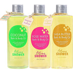 Bath and Body Oil with Sweet Almond Jojoba, Shea Butter, Rose Water, Coconut by AutumnShower