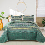 WONGS BEDDING Boho Quilt Full Size, Lightweight Microfiber Bed Decor Bedspread by WONGSBEDDING