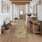FMFUNCTEX 2x12 Runner Rug Brown Washable Vintage Neutral Distressed Non Slip - Image 3