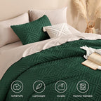 Andency Dark Emerald Green Oversized Comforter King Size 120"x98", 3 Pieces - Image 4
