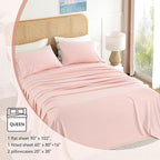 Pink Queen Sheet Set 4 Piece, Soft Breathable Cooling Microfiber Bed Sheets - Image 6