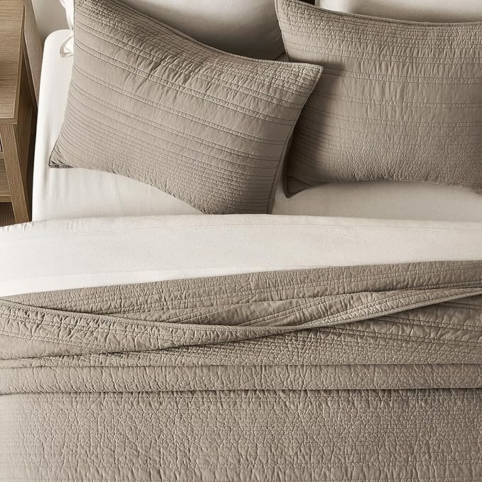 EVERGRACEHOME 100% Cotton Modern Lines Quilt Set Queen Size, Pre-Washed Soft - Image 3