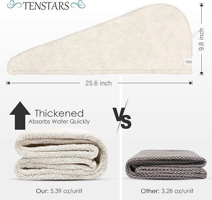 TENSTARS 5 Pack Thicken Microfiber Hair Towel Wrap - Image 6