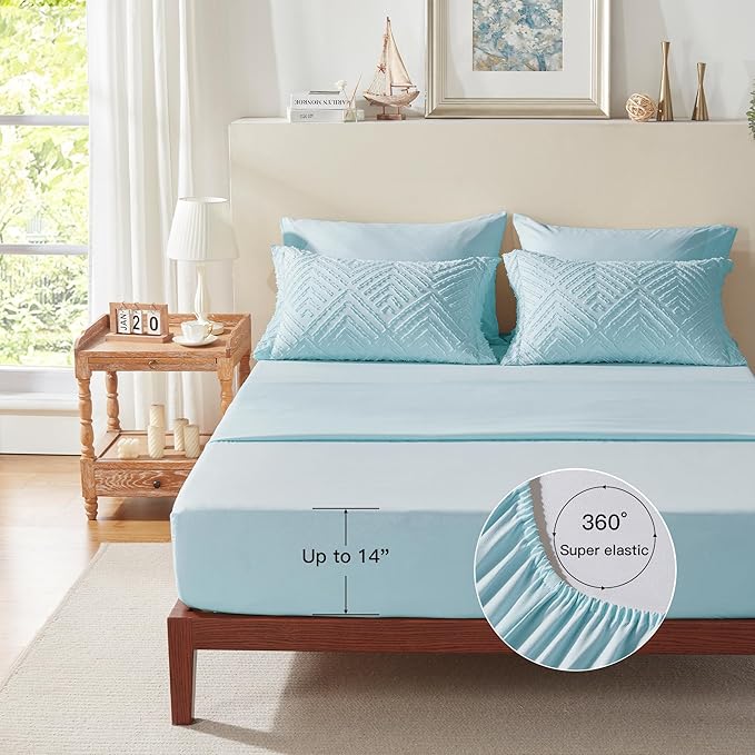 Zzlpp King Comforter Set 7 Pieces, Light Blue Tufted Bed in a Bag - Image 7