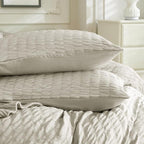 JELLYMONI Beige Duvet Cover Full Size, Soft Breathable Seersucker Duvet Cover - Image 8