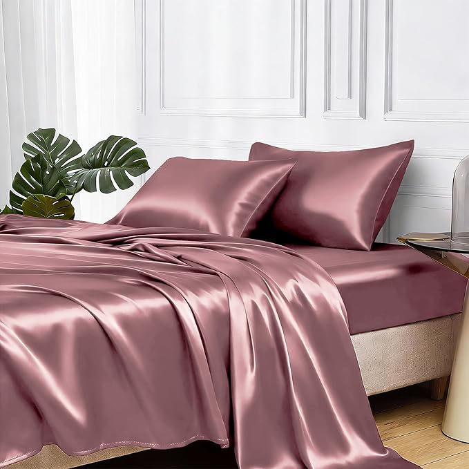 MR&HM Satin Bed Sheets, Twin Size Sheets Set by MRHM