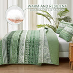 WONGS BEDDING Boho King Quilt Set, Light Green Bohemian Quilt Bedding Set - Image 3