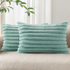 Pallene Faux Fur Plush Lumbar Throw Pillow Covers 12x20 Set of 2, Luxury Soft by PALLENE