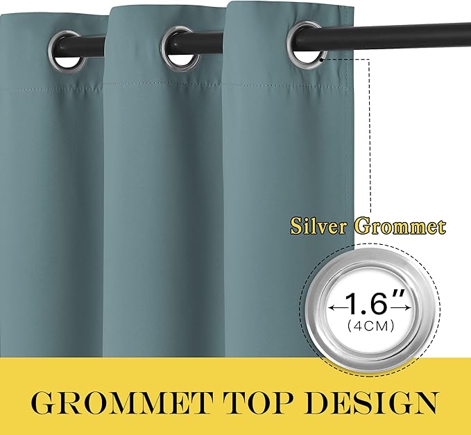 NICETOWN Blackout Curtains 66 inches Long, Grommet Window Treatment Thermal - Image 2