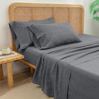 BESTOUCH Flat Sheet Only 100% Washed Cotton Linen Feel Wrinkle-Free, - Image 4