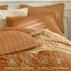 JELLYMONI Burnt Orange Duvet Cover Full Size, Soft Breathable Seersucker Duvet - Image 4