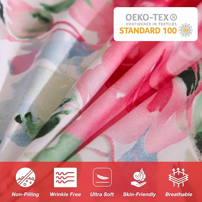 JSD Rose Floral Duvet Cover Set King Size, 3 Piece Soft Printed Microfiber - Image 6