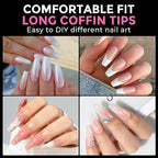 UNA GELLA Long Coffin Nail Tips: 216pcs Coffin Acrylic Fake Nails Full Cover - Image 2