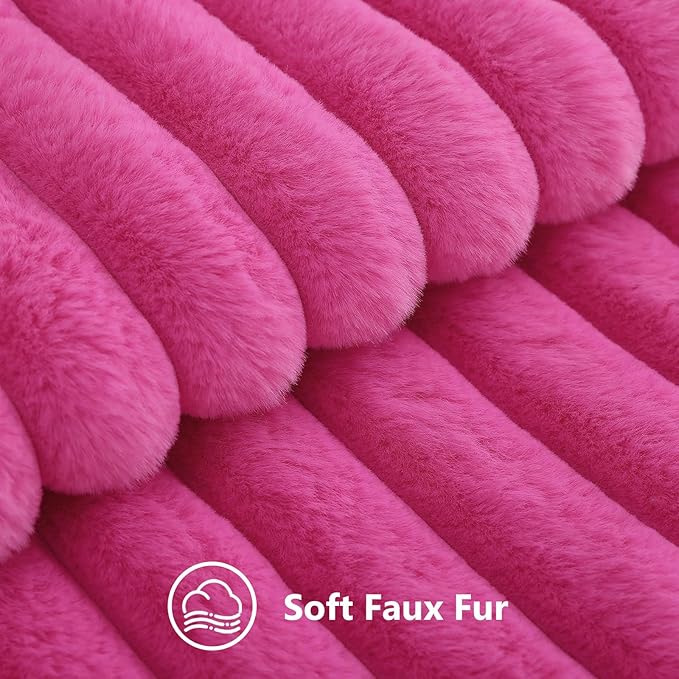 decorUhome Summer Cozy Faux Fur Throw Pillow Covers 24x24 Set of 2 Decorative - Image 2