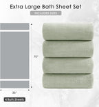 4 Piece Extra Large Bath Towel 35"x70" Oversized Bath Sheet Green Bath Towel Set - Image 5