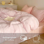BOLINLIVING Gingham Duvet Cover Queen Size, Microfiber Bedding Set - Image 4