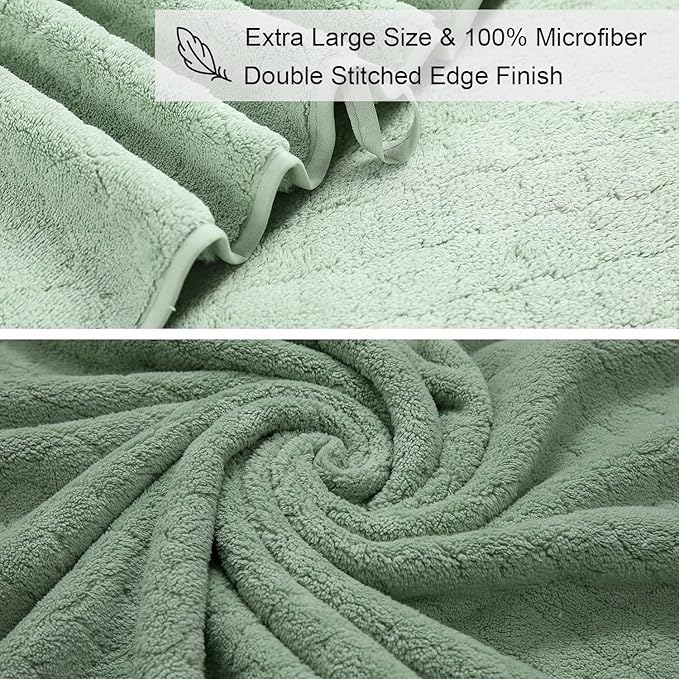 8-Piece Green Bath Towels Set, 2 Oversized Large Bath Towels Sheet, 2 Hand - Image 5