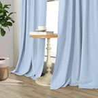 Total Blackout Baby Blue Linen Curtains 108 Inches Long 2 Panel Set Light Blue - Image 7
