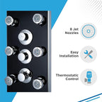 Blue Ocean 52” Aluminum SPA331B Tempered Glass Thermostatic Shower Panel Tower - Image 9