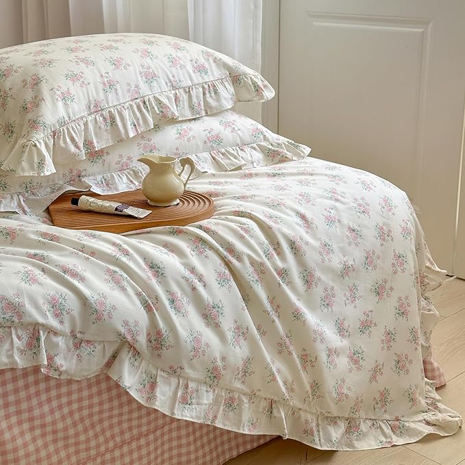 mixinni Pink Floral Duvet Cover Set Full Size - Image 8