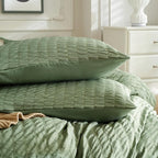 JELLYMONI Dark Green Duvet Cover Full Size, Soft Breathable Seersucker Duvet - Image 7