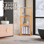 GUGIGP 4-Tier Corner Shower Caddy Stand Bamboo, Standing Corner Shower Shelf - Image 8