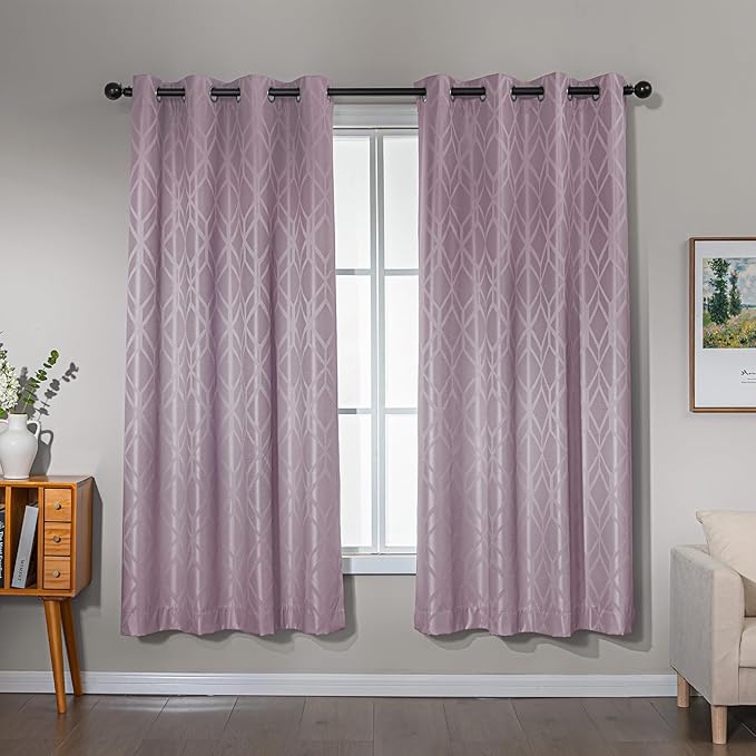 Amazon Basics Jacquard 2-Piece 100% Blackout Curtains, Living Room and Bedroom by AmazonBasics
