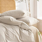 Wake In Cloud - Striped Cotton Duvet Cover Set, 100% Washed Cotton Textured - Image 6