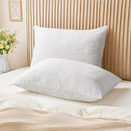 BEDELITE Flannel King Size Pillow Cases Set of 2, Decorative Waffle Weave - Image 2