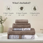 Modern Threads Floral Trail 6-Piece 100% Cotton Towel Set – Reversible Yarn - Image 3