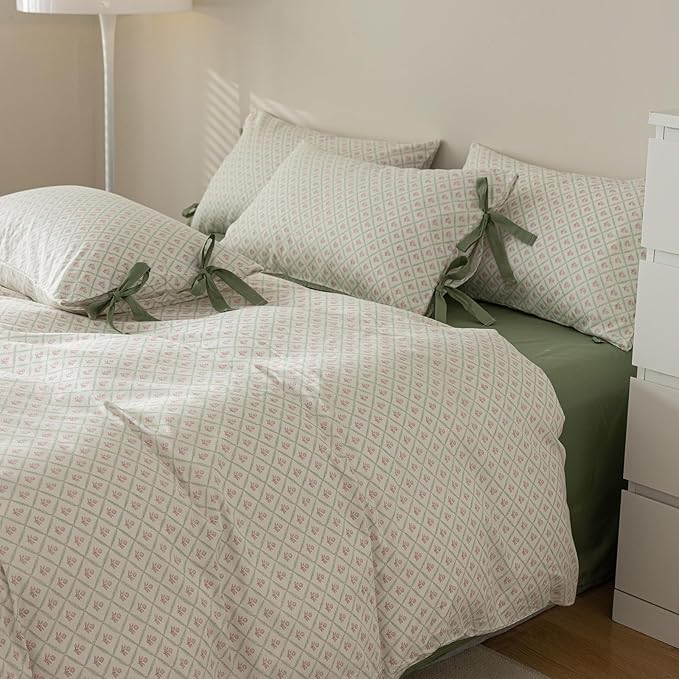 mixinni Red Floral Duvet Cover Set King Size - Image 8