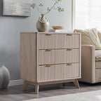 T4TREAM Fluted 3 Drawers Nightstand Set of 2, Oversized Extra Large Modern Side - Image 8