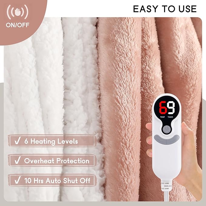 Heated Blanket Electric Blanket Queen Size 84''x90'' - Image 4