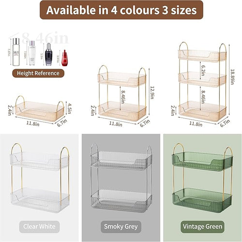 Akinbas 2 Tier Bathroom Organizer Countertop Makeup Perfume Tray Skincare - Image 2