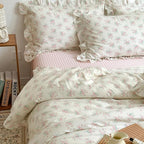 MKXI Floral Duvet Cover Set for Girls 100% Cotton Ruffled Bedding - Image 3