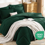 CozyLux Queen Comforter Set Emerald Green - Image 3