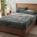 BEDELITE Velvet Fitted Sheet and Pillowcases Set, Luxury Soft Fuzzy Bottom Sheet - Image 6