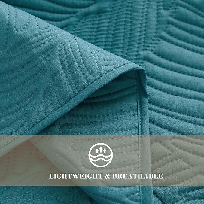 Exclusivo Mezcla California King Quilt Bedding Set, Lightweight Teal Quilts Cal - Image 5