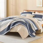 Litanika California King Quilt Set Blue and Yellow - Image 4